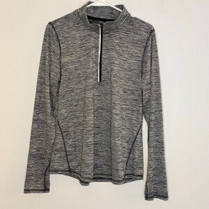 DANSKIN NOW Semi-Fitted 1/4 Zip Grey Heather Long Sleeve Sz Large